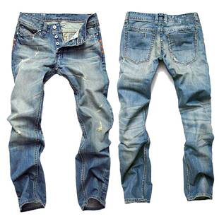 Big size nostalgic jeans with straight fit men jeans大码男裤