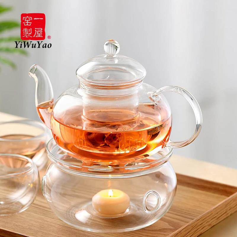 一屋窑玻璃花茶壶泡茶壶过滤茶水分离冲茶器耐热红茶具