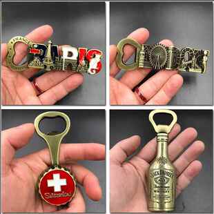 金属磁性冰箱贴开 酒器英国法国瑞士伦敦巴黎Jack Daniels收藏礼