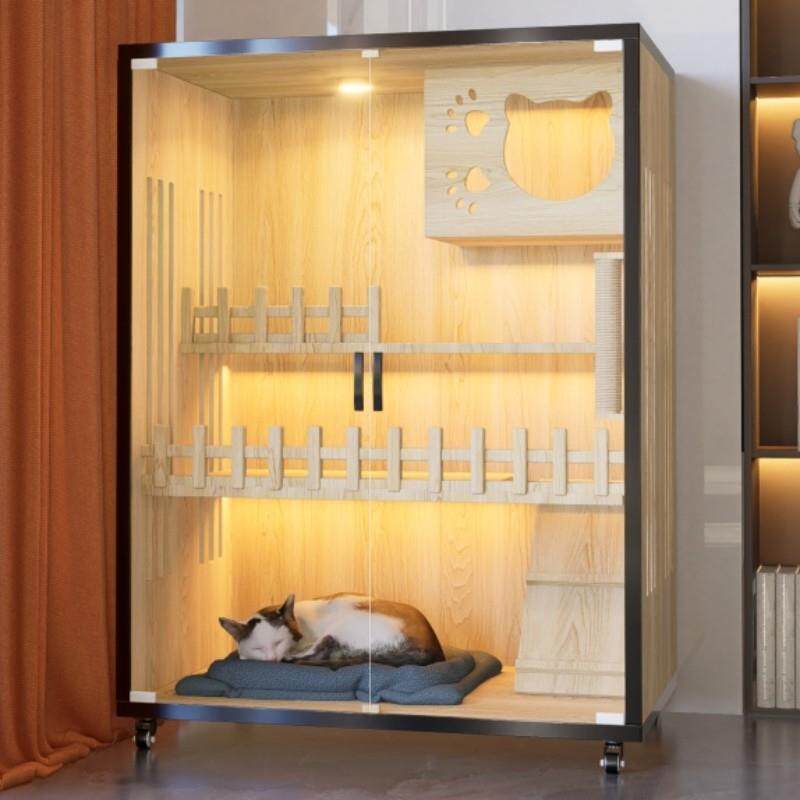 猫别墅实木猫笼子家用室内超大自由空间猫舍猫柜猫窝猫咪房子猫屋