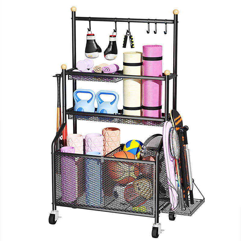 瑜伽垫收纳架篮球架泡沫轴家庭运动体育用品健身器材多功能置物架