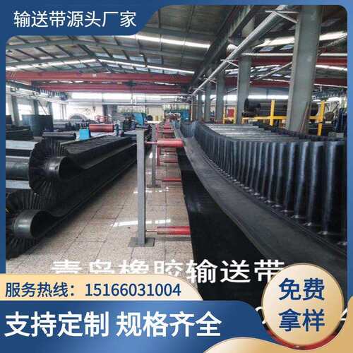 山东挡边输送带厂家 大倾角挡边输送带 环形挡边输送带 裙边带