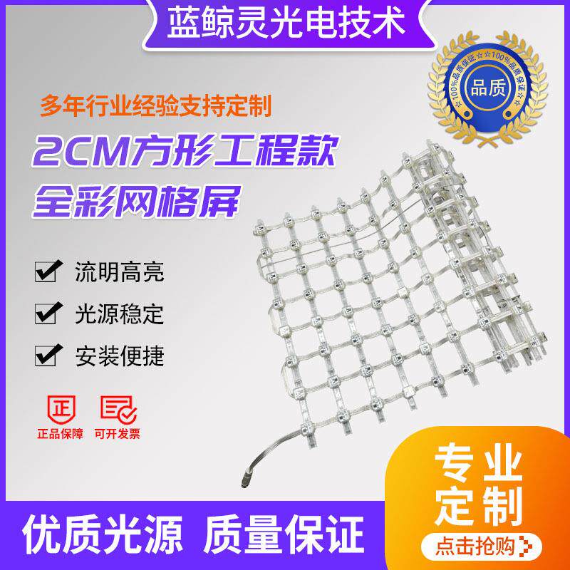 2公分方形工程款全彩网格屏点光源户外楼体亮化led网格屏厂家