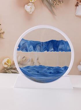 创件新3D流沙画解术沙艺漏摆客压厅桌面办公室山水画工艺12寸流沙