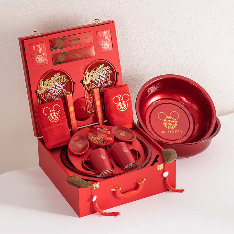 亲迎陪嫁物品女方全套结婚用品大全套装高档嫁妆娘家喜盆新娘婚礼