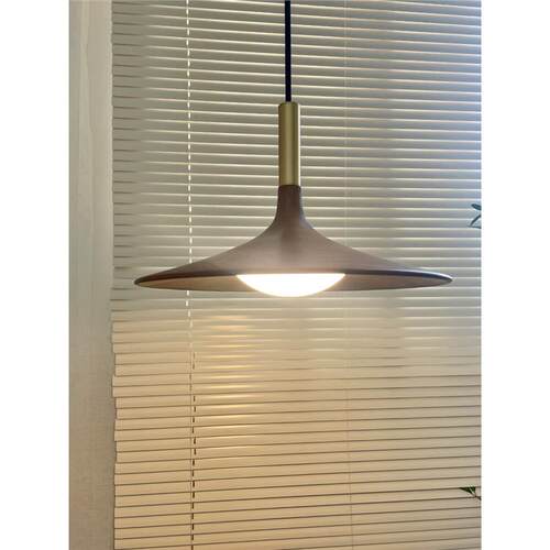 胡桃木复古餐厅吊灯全铜LED设计师喇叭飞碟法式艺术吧台餐桌灯具
