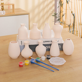 陶瓷手工diy花瓶，素胚陶艺罐子绘画涂色玩具，儿童幼儿园彩绘非石膏