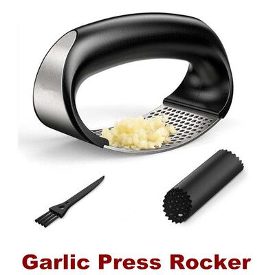Garlic Press Rocker Crusher Mincer Chopper Peeler Smashing