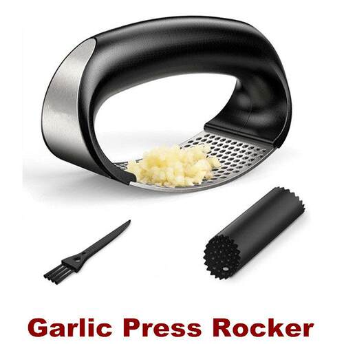 Garlic Press Rocker Crusher Mincer Chopper Peeler Smashing