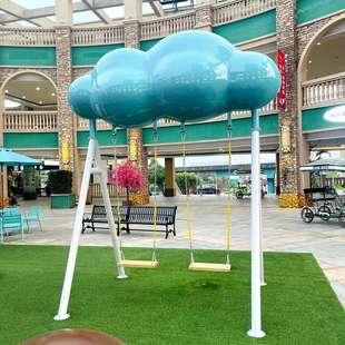 不锈钢云朵秋千网红景区公园打卡互动装置户外无动力游乐设备定制