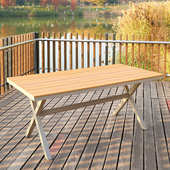 户外庭院塑木桌椅组合室外休闲防腐木露天别墅防水防晒餐桌椅套装