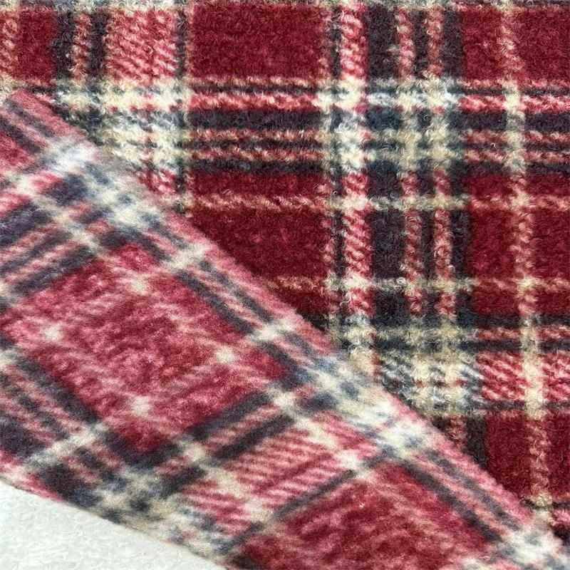 秋冬现货菠萝格面料350g顺毛色织粗纺格梭子红色单面毛呢服装布料,纺织面料/辅料/配套,面料/布类,淘宝优惠券,粉丝福利购,淘宝优惠卷