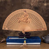 女中9zrt全镂空国风古典女式 折扇工艺木缅香木扇古风礼品扇