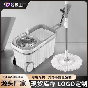 厂家加大滚轮双驱动甩干免手洗拖布桶替换头懒人家用吸水旋转拖把