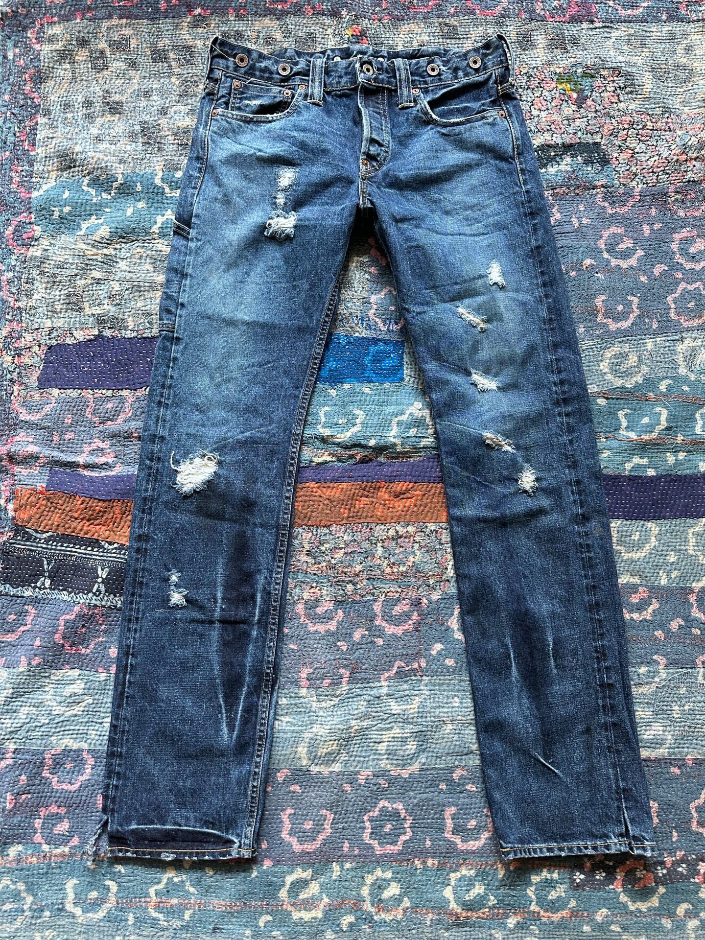 RRL Washed Distressed Denim Pants