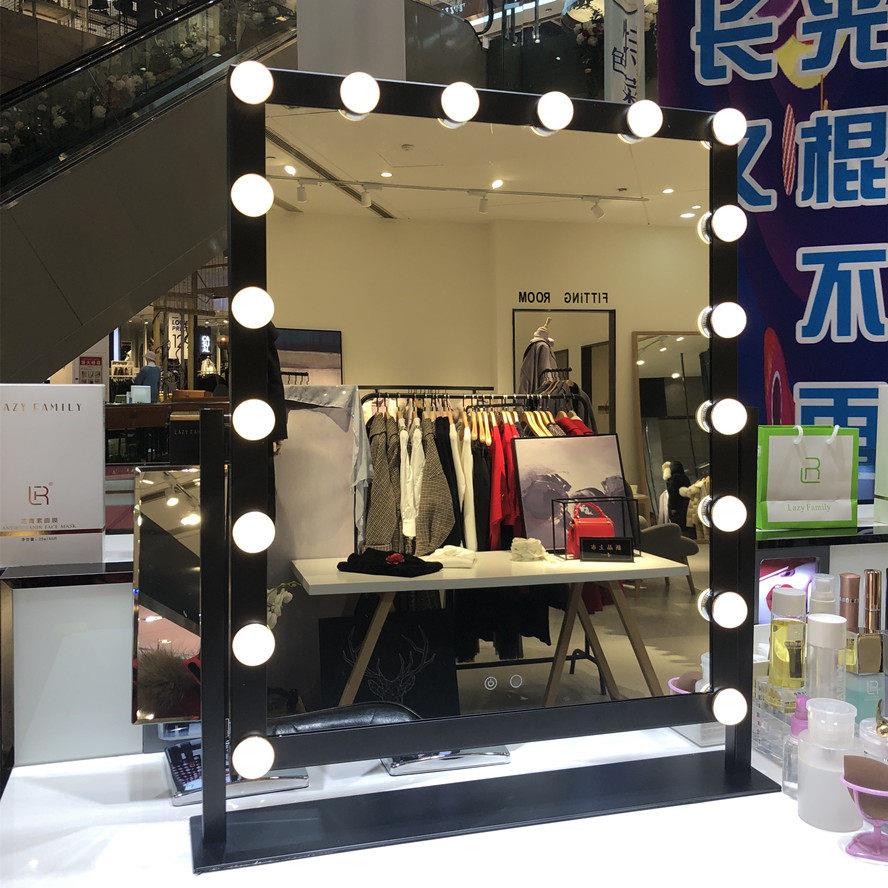 明星升级化妆镜带灯泡方形台式LED梳妆镜灯直播美颜补妆补光镜灯