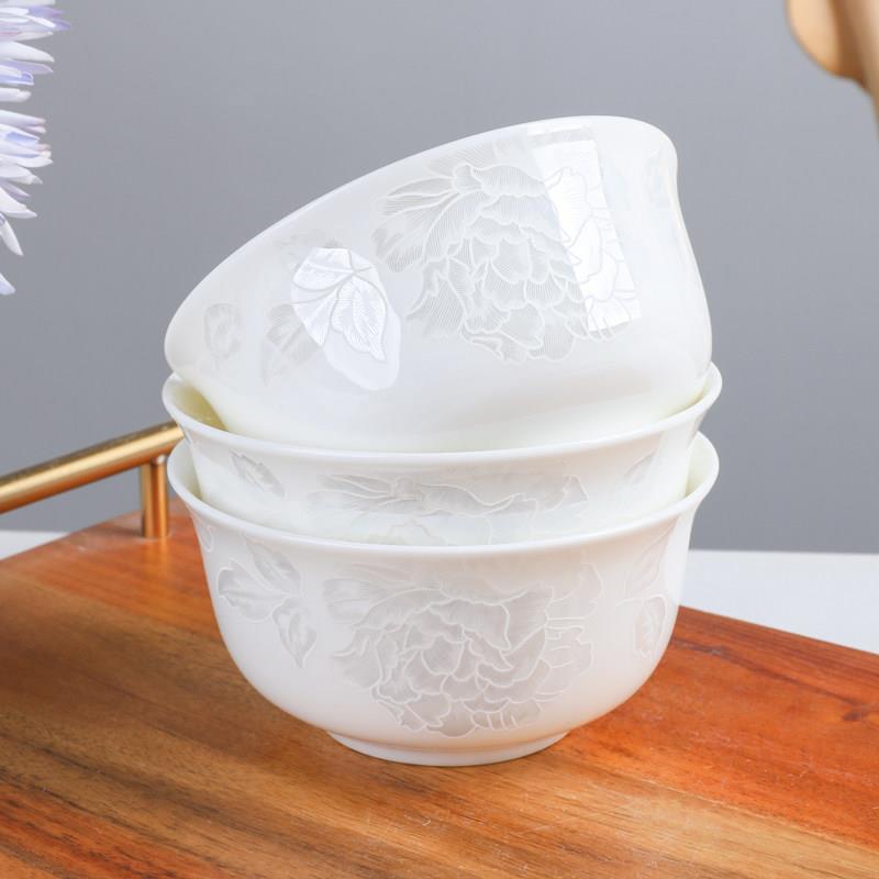 景德镇骨瓷餐具家用米碗中国小汤碗面碗高端无障碍豪华陶瓷金钟碗