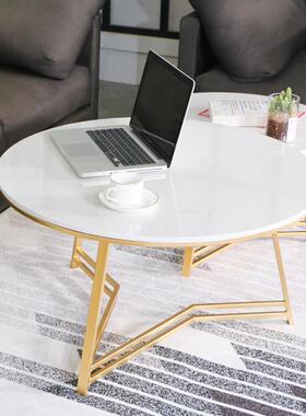 户型客厅圆大石茶几轻奢铁艺高小低理茶几组合形沙T4发边几茶桌