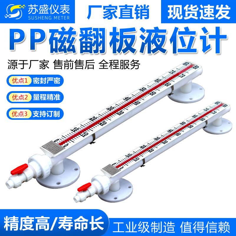 PP磁翻板液位计水位计浮球带远传4-20Ma玻璃管侧装防腐耐腐蚀