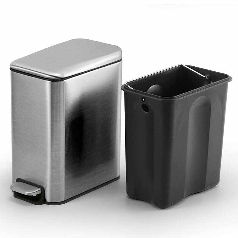 长方形不锈钢垃圾桶脚踏家用创意卫生间保持开盖垃圾桶5L8L
