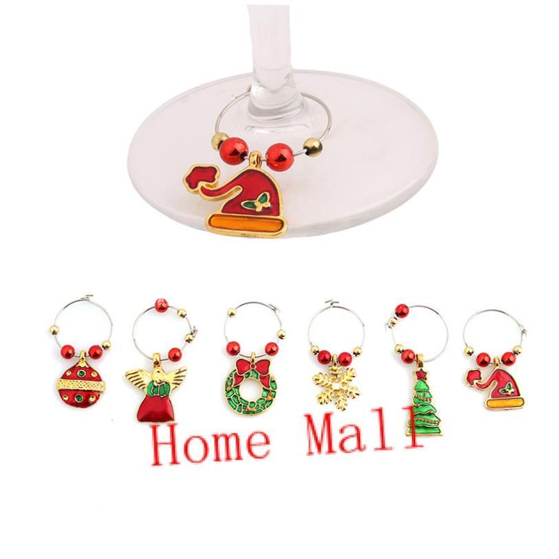 1Set Christmas Wine Glass Decoration Charms Party New Year C