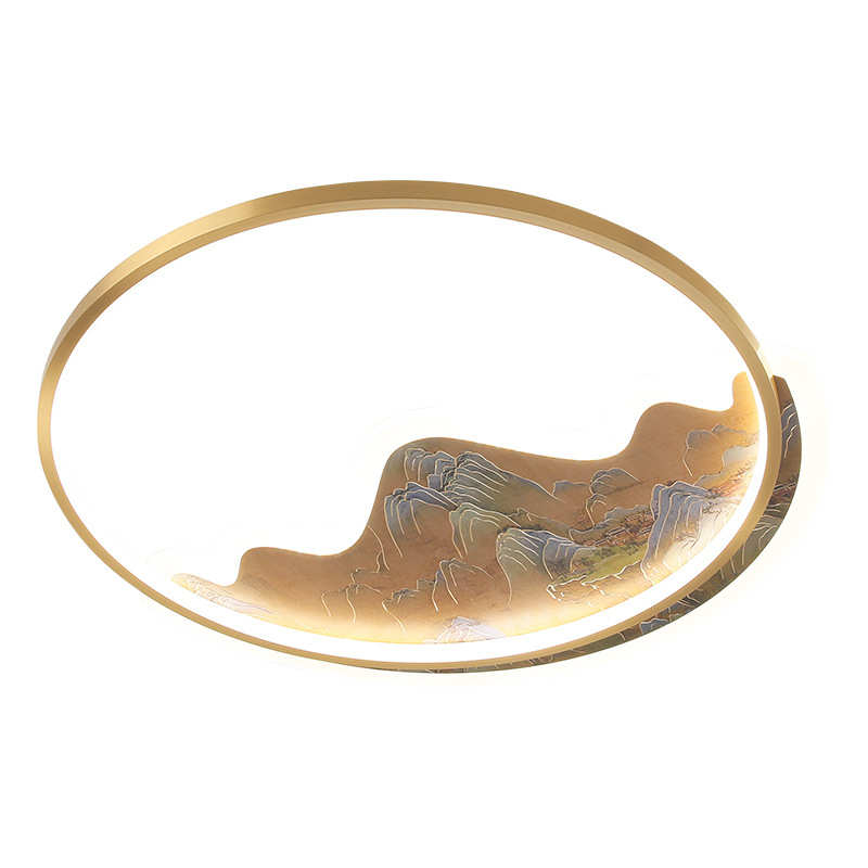 现代简约北欧轻奢全铜卧室灯吸顶灯主卧温馨房间灯饰个性新中式灯