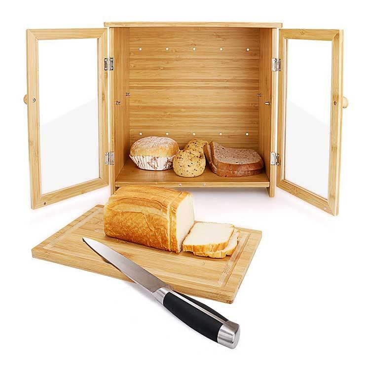 源头盒工间厂简约时尚竹木面包2020116双层竹制储物盒储可调节存