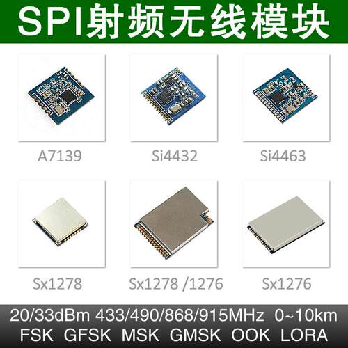 Sub-G SPI射频无线模块YL-A7139 Si4432 Si4463 Sx1276 Sx1278 RF