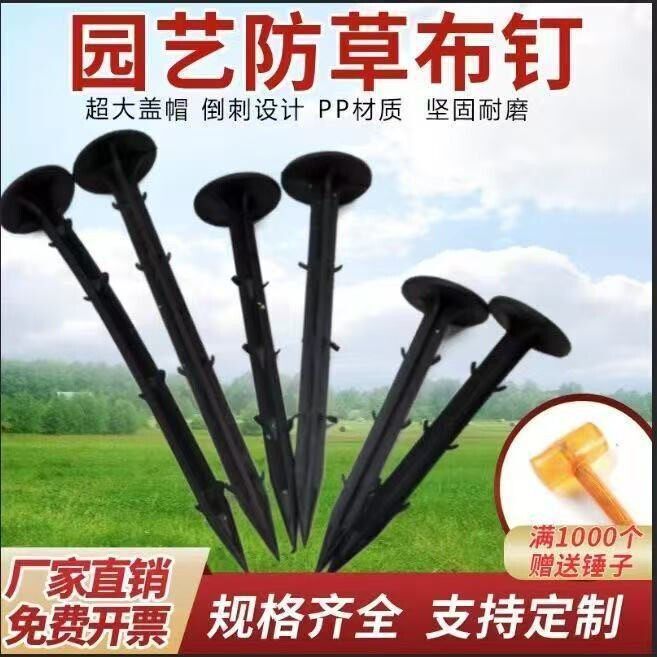 大棚温室遮阳网果园园艺插倒刺农地膜黑色塑料地钉防草布地钉拉枝