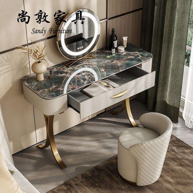 轻奢岩板梳妆台卧室现代简约创意网红化妆台设计师化妆桌2022新款