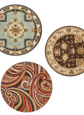 RI0T圆形地毯美式轻奢复古法式客厅茶几卧室床边衣帽间电脑椅子圆