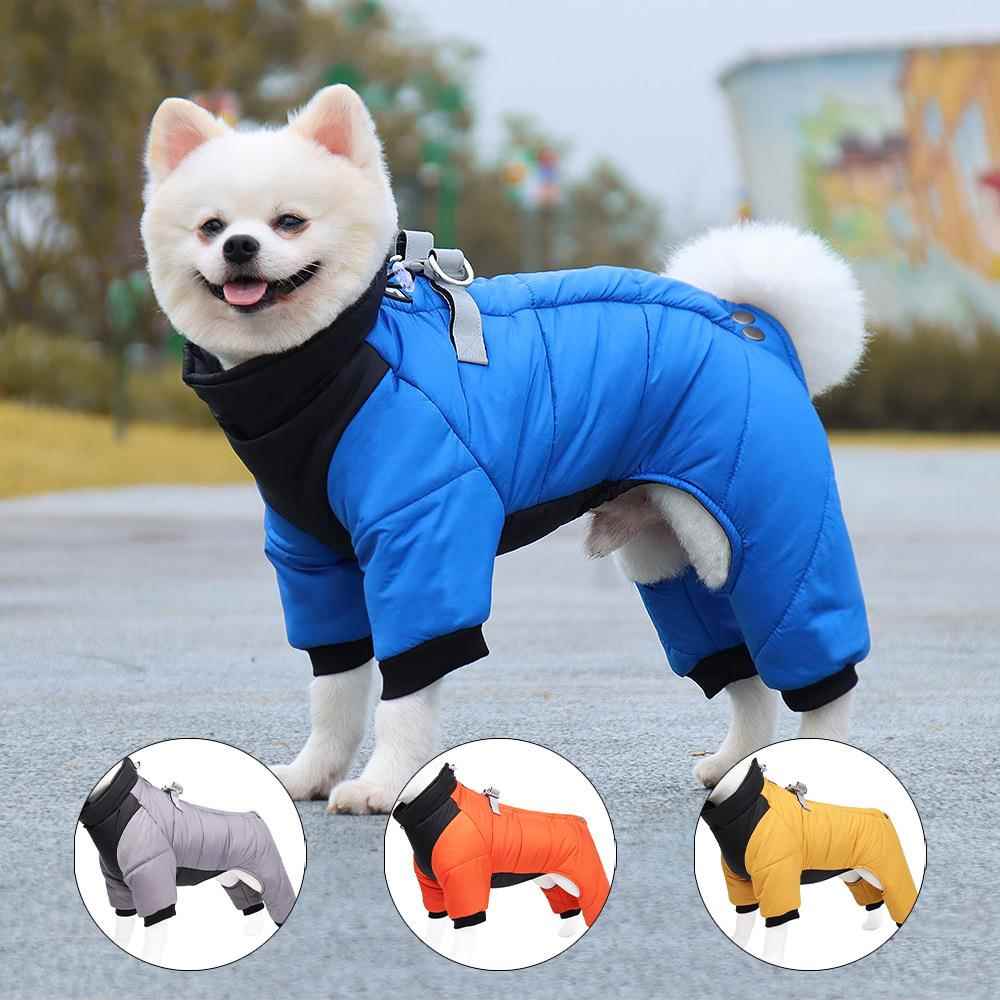 跨境秋冬小中大型犬宠物狗狗加厚防风保暖四脚冲锋棉衣服滑雪服