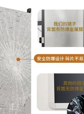 衣柜门镜子全镜身平开镜门内装隐家形用卧室穿衣旋转FS757550折叠