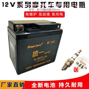 统一机车电瓶12V通用MTX5L-BS免维护巧格i天剑飞致150福喜as125