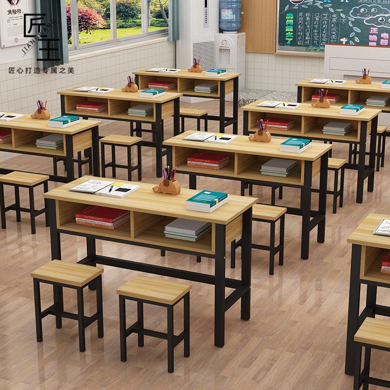 辅导班培训桌学校课桌椅中小学生双层课桌补习班带抽屉课桌椅厂家