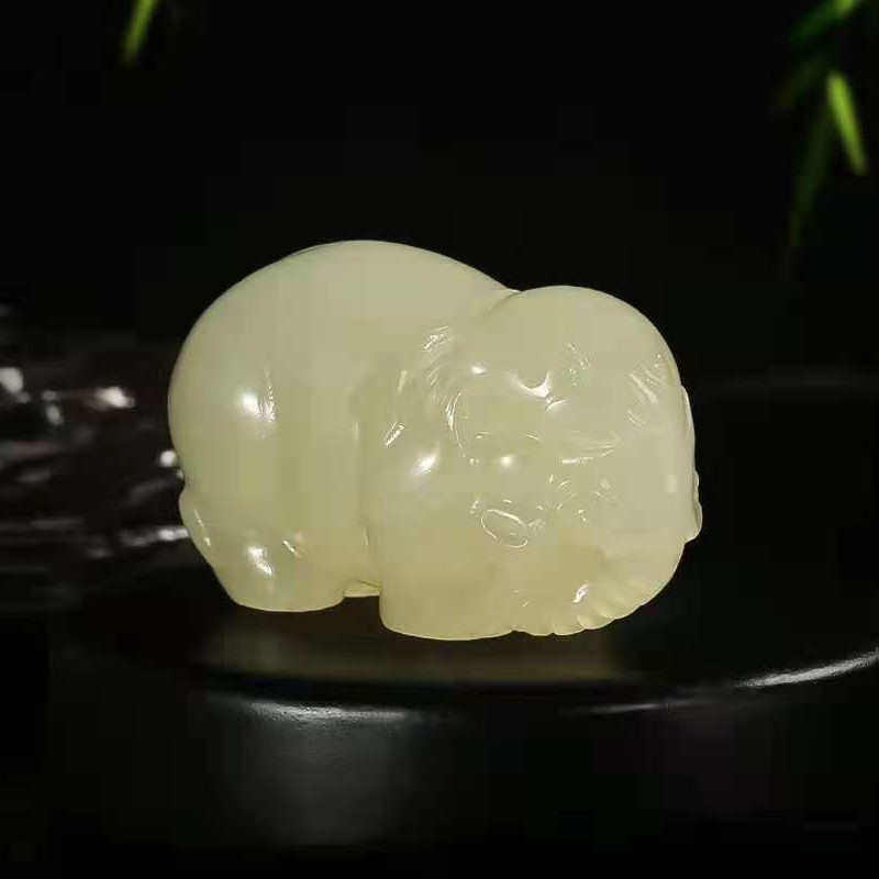 玩把玩阿富汗青白手把件件玉手玉男士貔貅件龙柱冰白菜批发 种