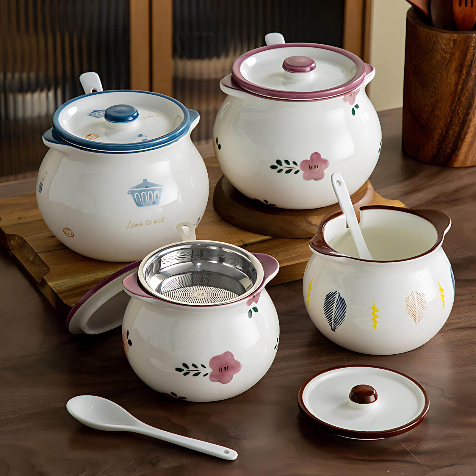 猪油罐陶瓷耐高温食品级云南土陶罐子 老式猪油罐带盖子油罐 复古