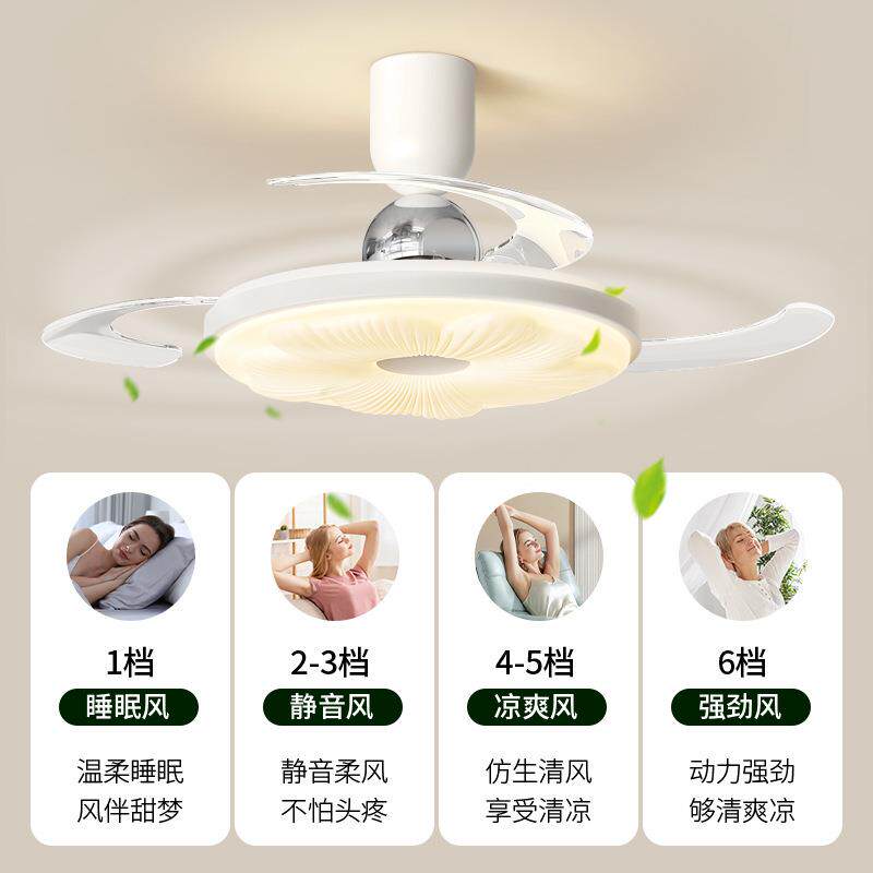 新款奶油风风扇灯法式全光谱护眼隐形吊扇灯静音一体餐厅卧室灯具