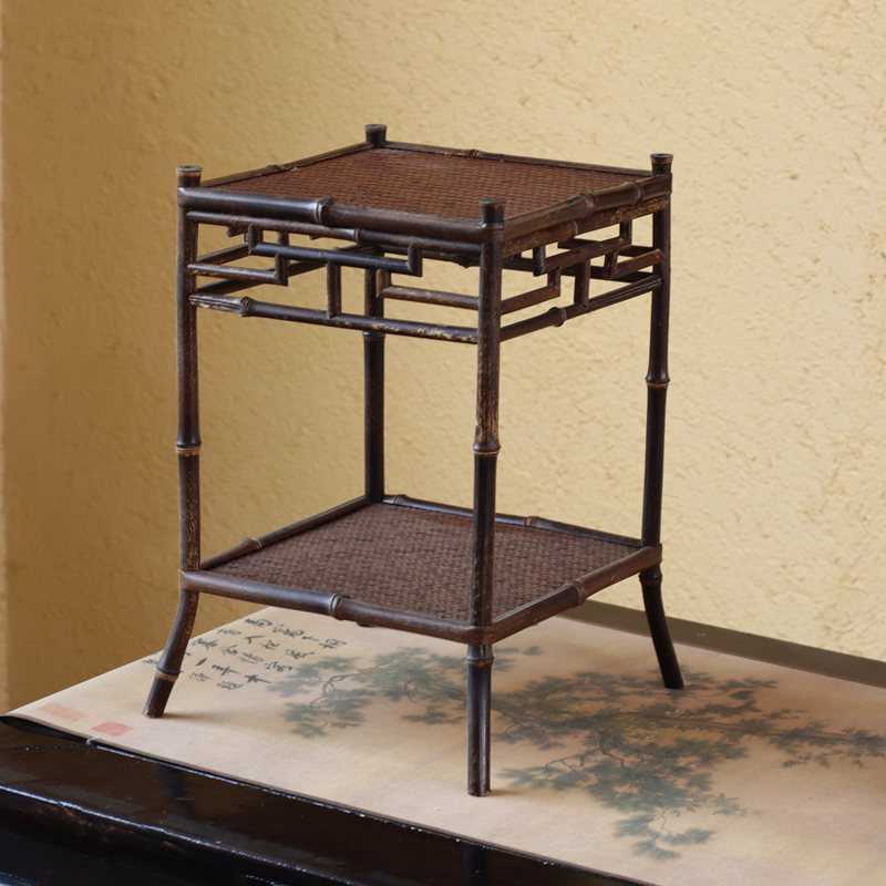 紫竹兰花架手工茶棚茶花台菖蒲架手工竹制花盆茶器展示架