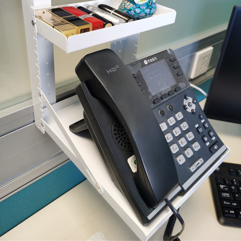 办公桌屏风工位挂式桌面上收纳电话机置物架文件电话机放置架支架