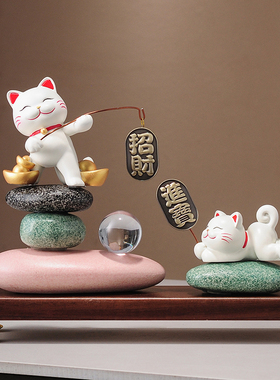 时来运转招财猫摆件玄关客厅办公室装饰品店铺前台收银台乔迁礼物