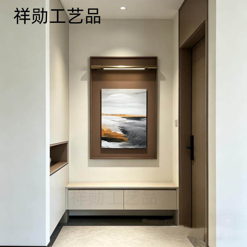 现代简约玄关装饰画抽象艺术挂画走廊装饰画带灯壁饰壁挂立体铁艺