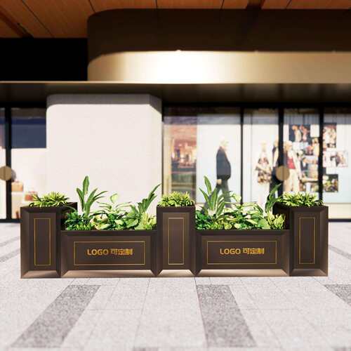 不锈钢花箱铁艺户外组合市政金属花坛成品围栏隔断花池镀锌钢