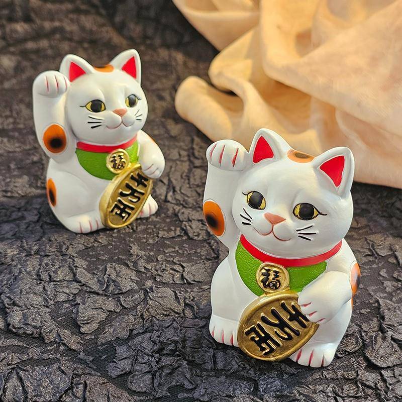 中式式财猫摆装饰品办公桌树脂达摩招工位可件爱治日愈工艺品礼物