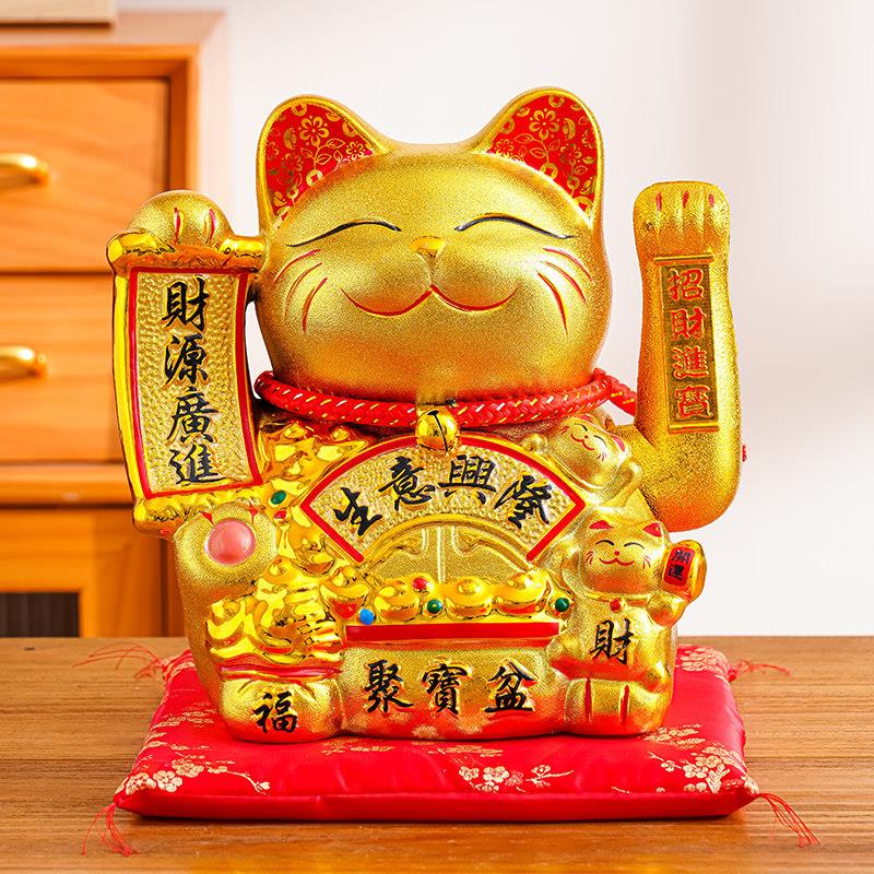 招财猫摆件开业礼物生意兴隆电自动摇手收银台大号发财猫2025新款