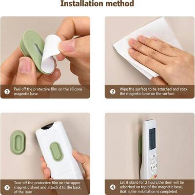 Magnetic Remote Control Holder Wall Mount - 4 Pcs No Drill S