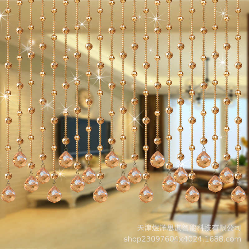 玄关成品装饰卫生间32珠帘家用客厅帘子面打孔过道水晶免隔断门帘