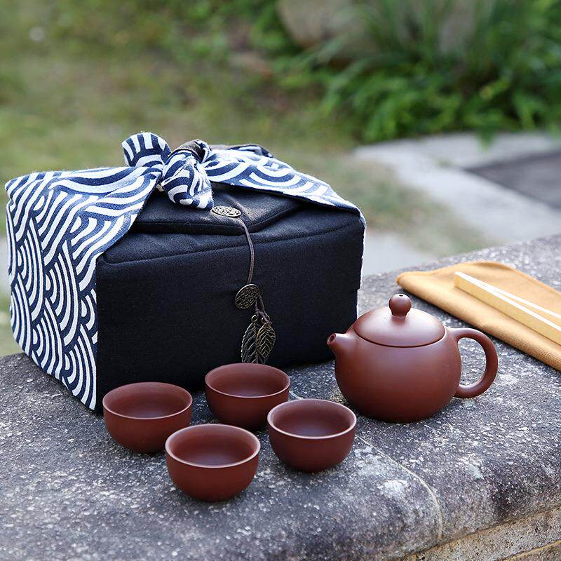 厂家棉麻一壶四杯茶具布袋便携旅行收纳袋茶杯茶壶手提布包可制订