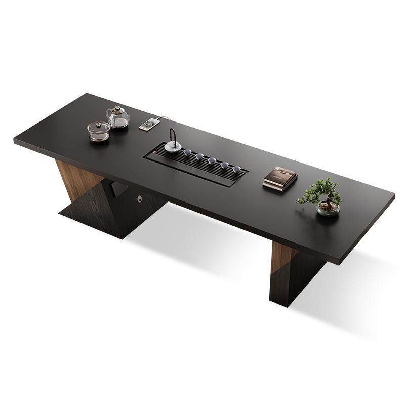 高档木纹岩新2025款代高端意式极简茶台板新中式设计师款现简约茶