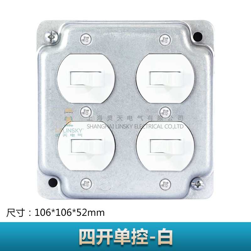 LINSKY复古开关双开双控单控镀锌面板双联工业风明装插座UL认证